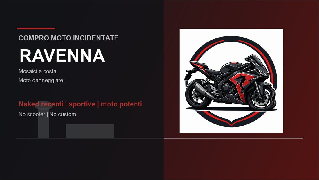 Moto incidentata con copertina dedicata a Ravenna